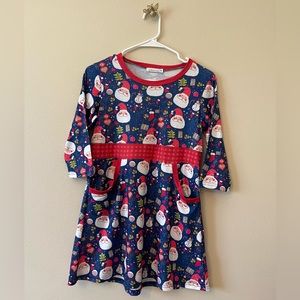 Girls holiday print empire waist dress